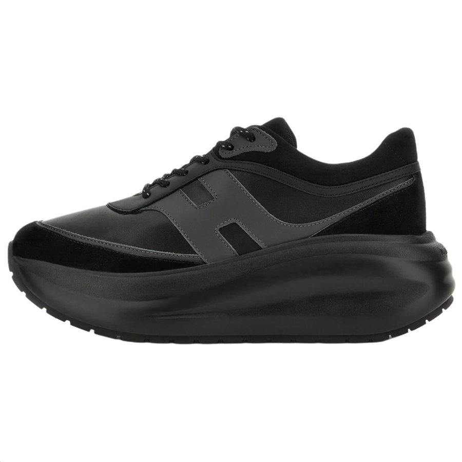 HOGAN Chunky H696 Suede Low top Casual Shoes 6.5cm Women's Black
