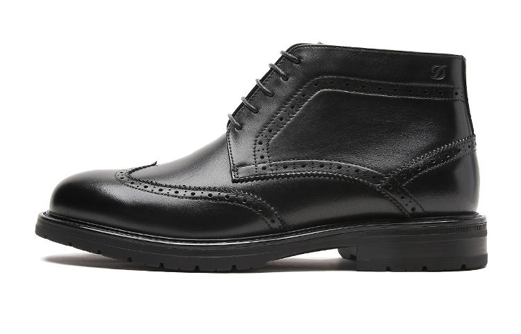 S.T.Dupont S. T.DUPONT Cow Leather Ankle Boots Men's Black