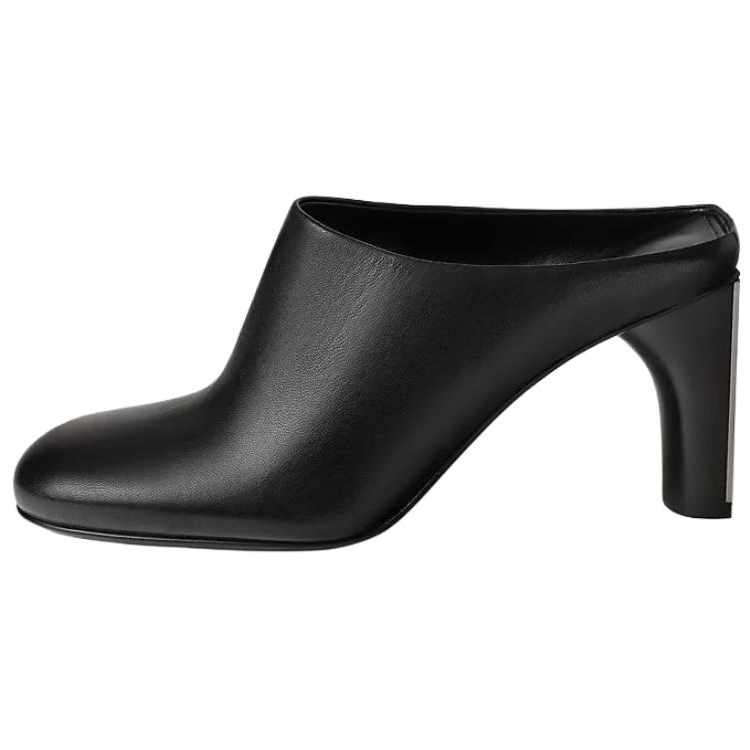 HERMES HERMES Closed Toe Slippers 8cm Women's Black