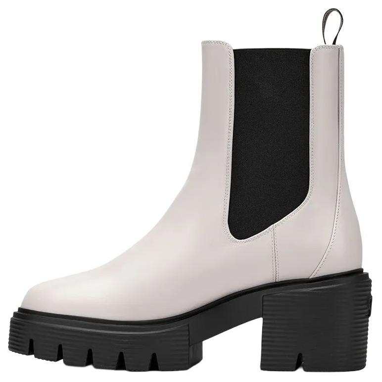 Stuart Weitzman Stuart Weitzman/SW Soho Cow Leather Short Chelsea Boots 4cm Women's White