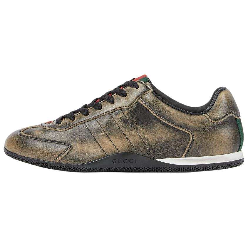 GUCCI Shift Leather Low top Casual Shoes 1cm Women's Black