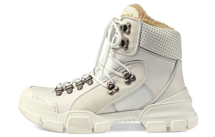 GUCCI Flashtrek Fur Lined Sneaker White Black Red Women's