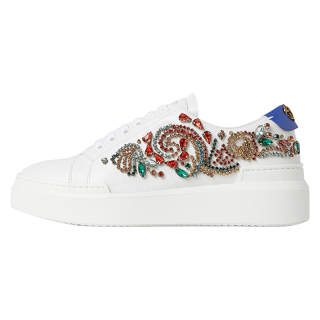 Roberto Cavalli Cow Leather Skateboard Shoes Women's White
