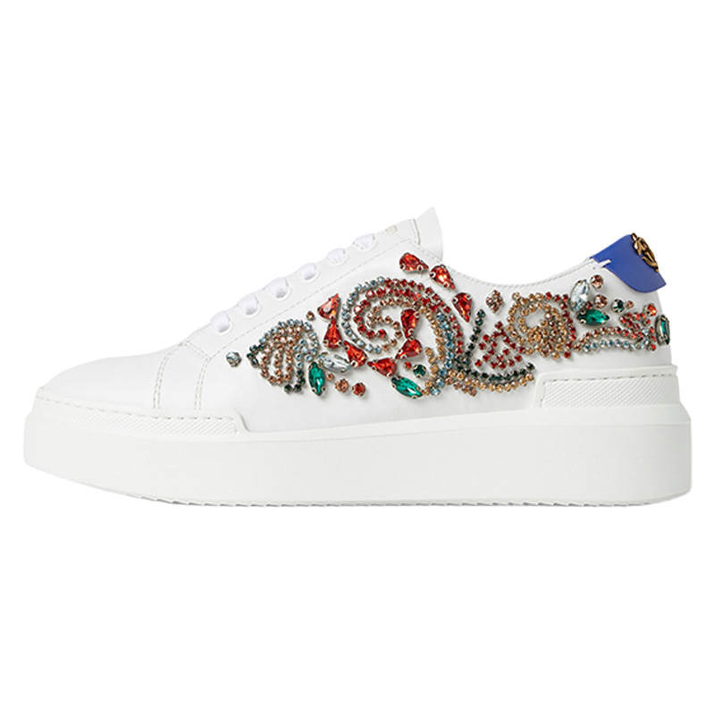 Roberto Cavalli Cow Leather Skateboard Shoes Women's White