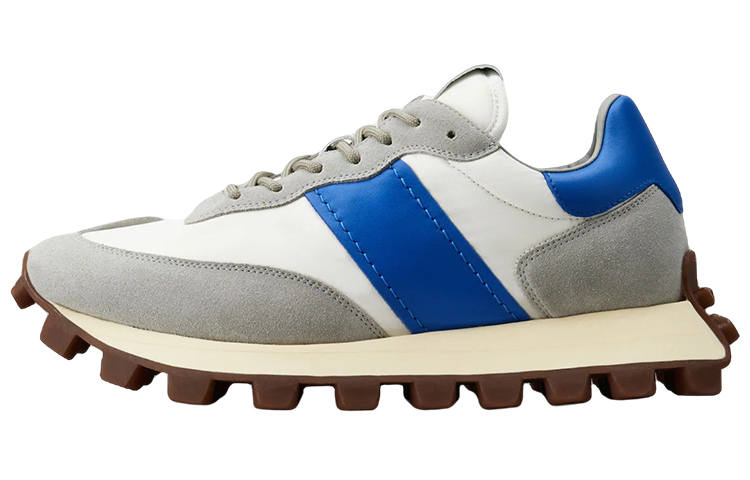 TOD'S Suede Low top Athletic Shoes Men's Gray White Blue