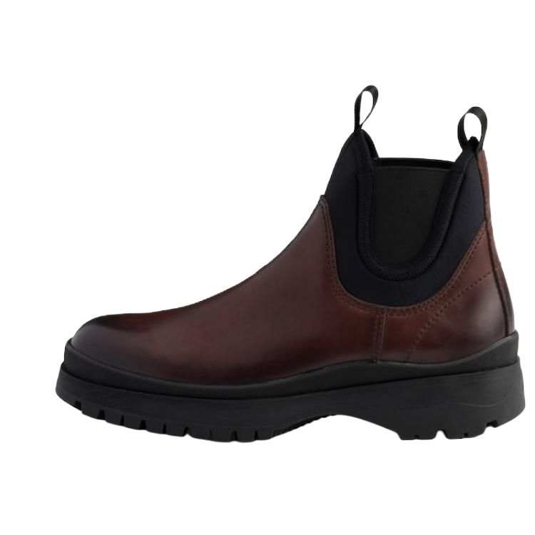 PRADA PRADA Leather Short Chelsea Boots Men's Brown