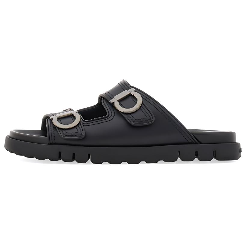 Ferragamo FERRAGAMO Gancini Slide Slippers Men's Black