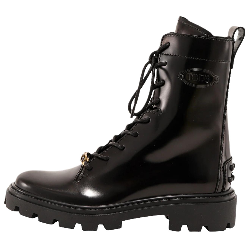 TOD'S Logo Plaque Combat Boots Women's