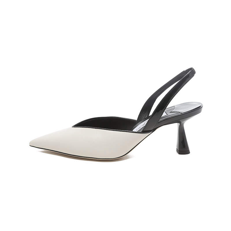 Jimmy Choo Maryanne Leather Spool Heel High Heels 6.5cm Women's White Black