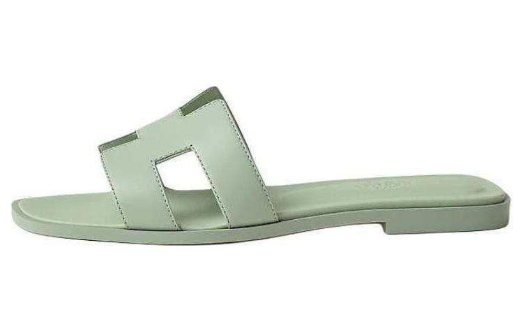 HERMES Oran Slide Slippers Women's Green