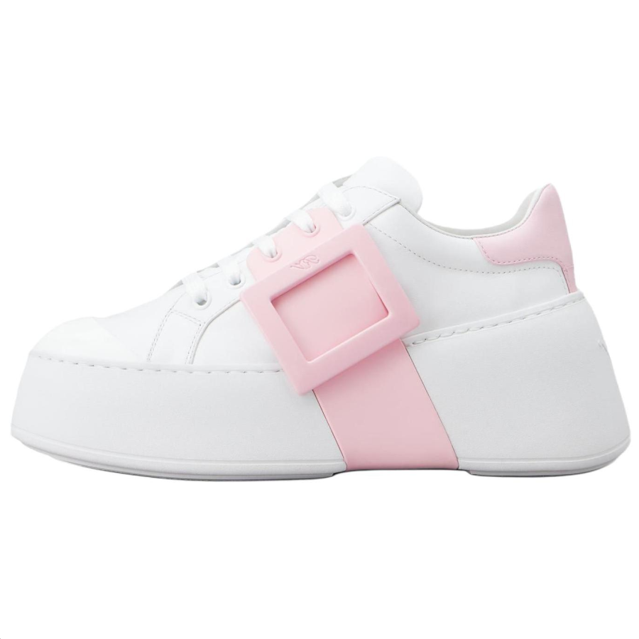 Roger Vivier Viv' Skate Leather Low top Casual Shoes Women's White Pink