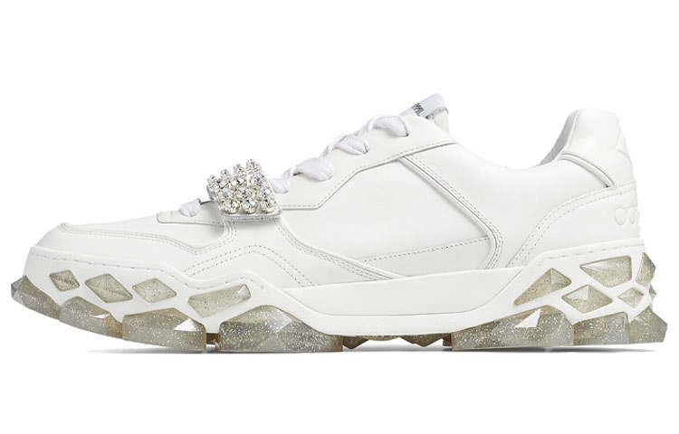 Jimmy Choo Diamond X Strap/M Cow Leather Low top Skateboard Shoes Men's White