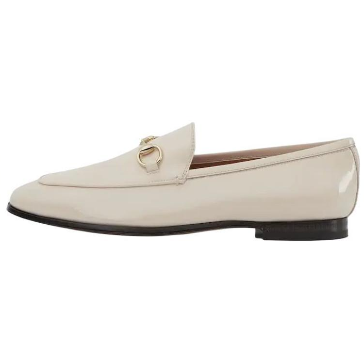GUCCI Jordaan Patent Leather Loafers Women's White
