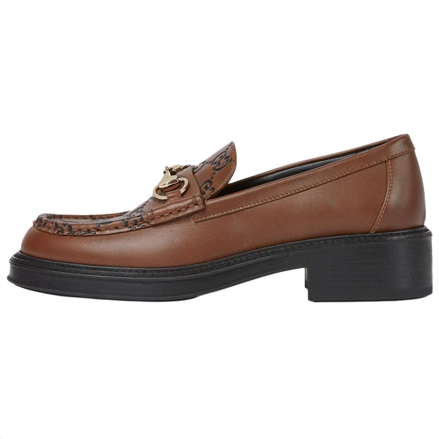 GUCCI Horsebit Leather Loafers 2.5cm Women's Dark Brown