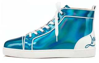 Christian Louboutin CL LUBOTING Patent Leather Stylish Skateboarding Shoes Men's Blue
