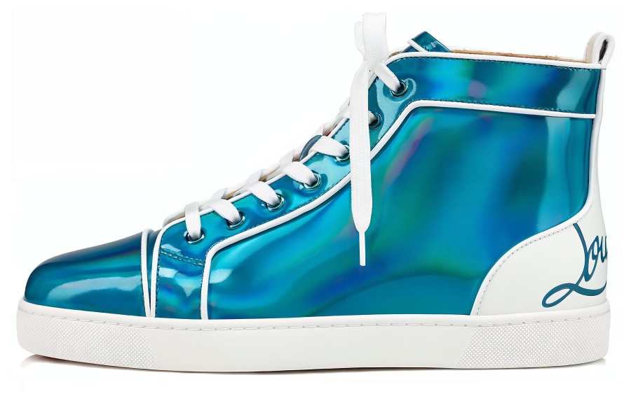 Christian Louboutin CL LUBOTING Patent Leather Stylish Skateboarding Shoes Men's Blue