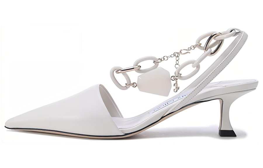 Jimmy Choo Rue Top Grain Cow Leather High Heels Women's Ivory White