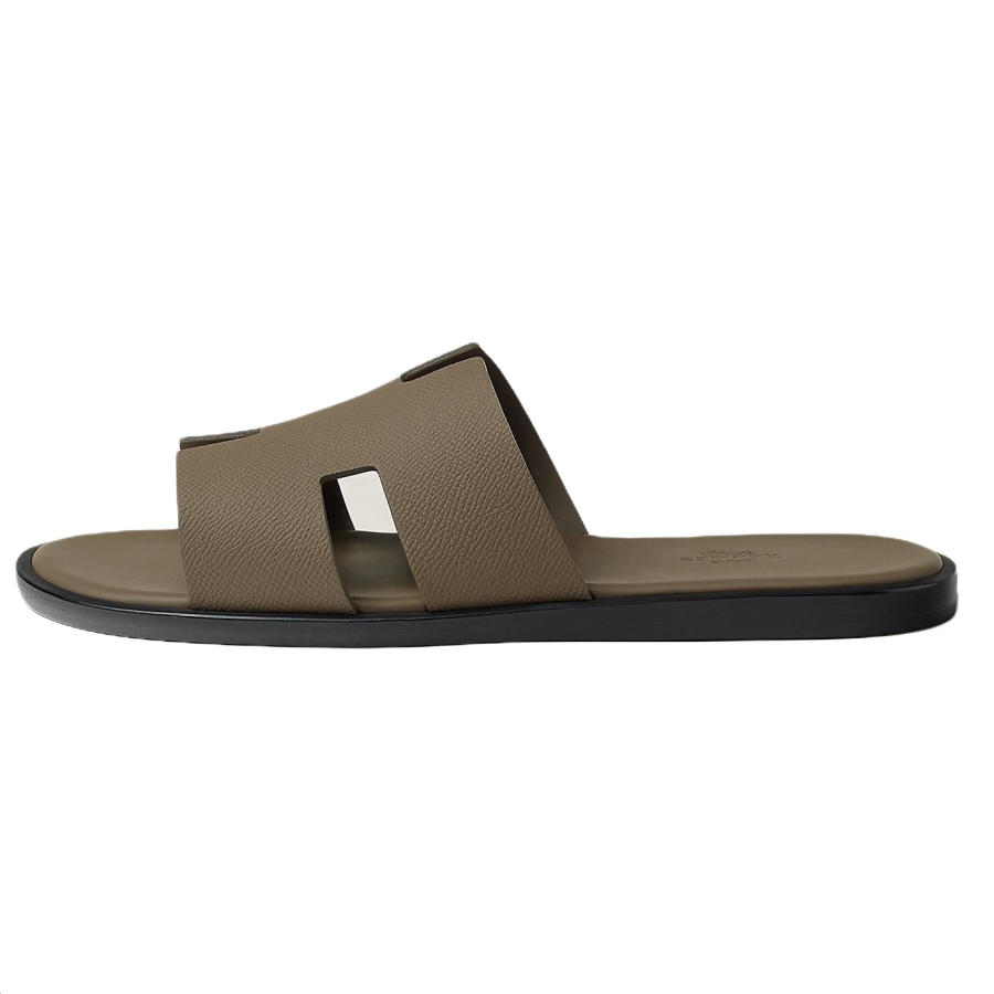 HERMES HERMES Izmir Slide Slippers Men's Dark Umber