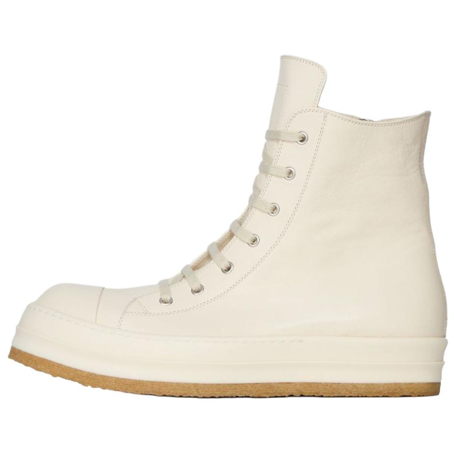 RICK OWENS RICK OWENS/RO CONCORDIANS Cow Leather High top Skateboard Shoes 3.5cm Men's Milk White