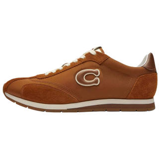 COACH Basket Plate Leather, Nylon Low top Casual Shoes Men's Brown