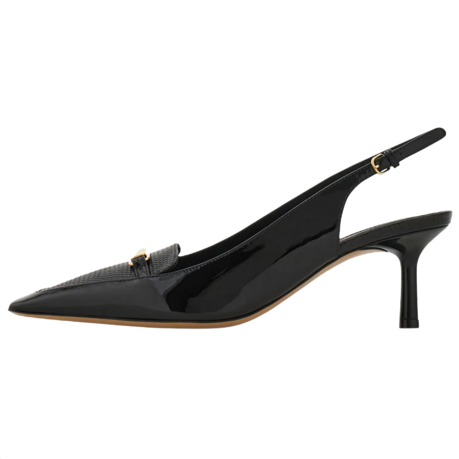 FERRAGAMO Vara Cow Leather, Patent Leather Slim Heel High Heels 5.5cm Women's Black
