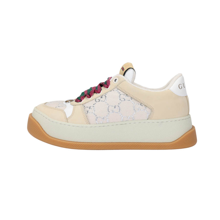 GUCCI Screener Distressed Shoes, Jigglypuff Canvas Stylish Skateboarding Shoes Women's Beige