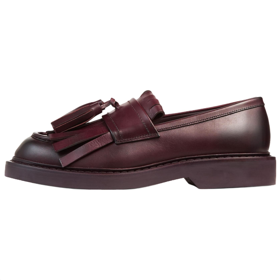 Jimmy Choo Buff Fringe Cow Leather Loafers Men's Burgundy