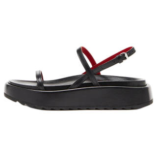 Plan C Leather One Strap Sandals 5CM Women's Black