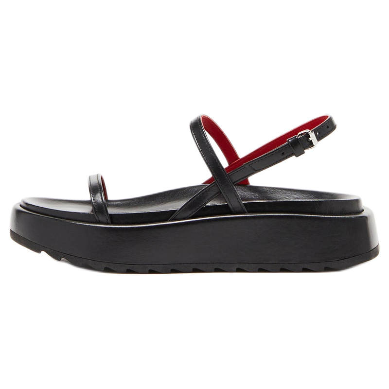 Plan C Leather One Strap Sandals 5CM Women's Black