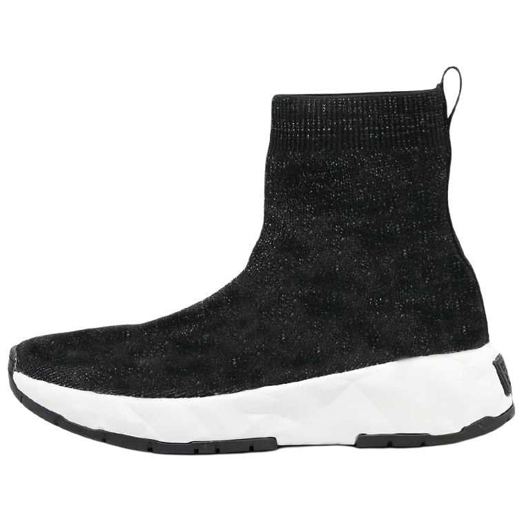 VERSACE JEANS COUTURE Versace Fabric Abrasion Resistant High top Sports Casual Shoes Women's Black