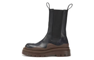 Bottega Veneta Tire Chelsea BV Top Grain Cow Leather Short Chelsea Boots Women's Brown Black