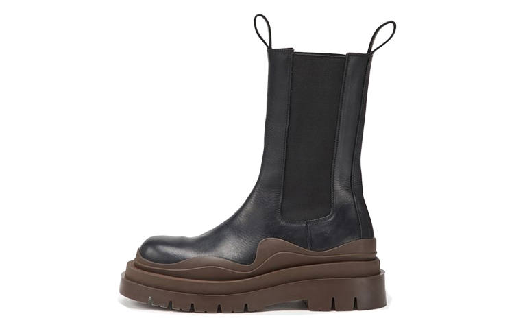 Bottega Veneta Bottega Veneta Tire Chelsea BV Top Grain Cow Leather Short Chelsea Boots Women's Brown Black
