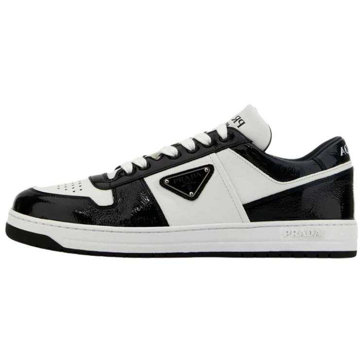 PRADA PRADA Downtown Leather Low top Skateboard Shoes Men's Black White
