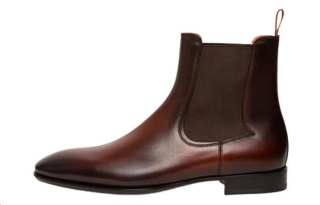 Santoni Almond-toe Leather Chelsea Boots