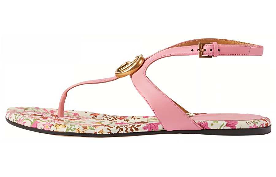 GUCCI Leather One Strap Sandals Women's Pink