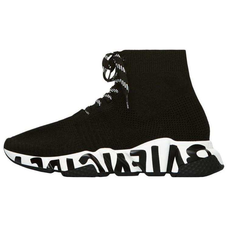 Balenciaga Speed High top Casual Shoes Women's Black White
