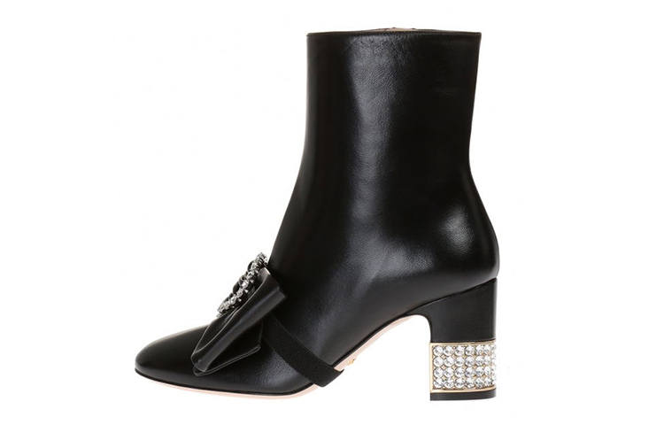 GUCCI Cow Leather Ankle Boots Women's Black