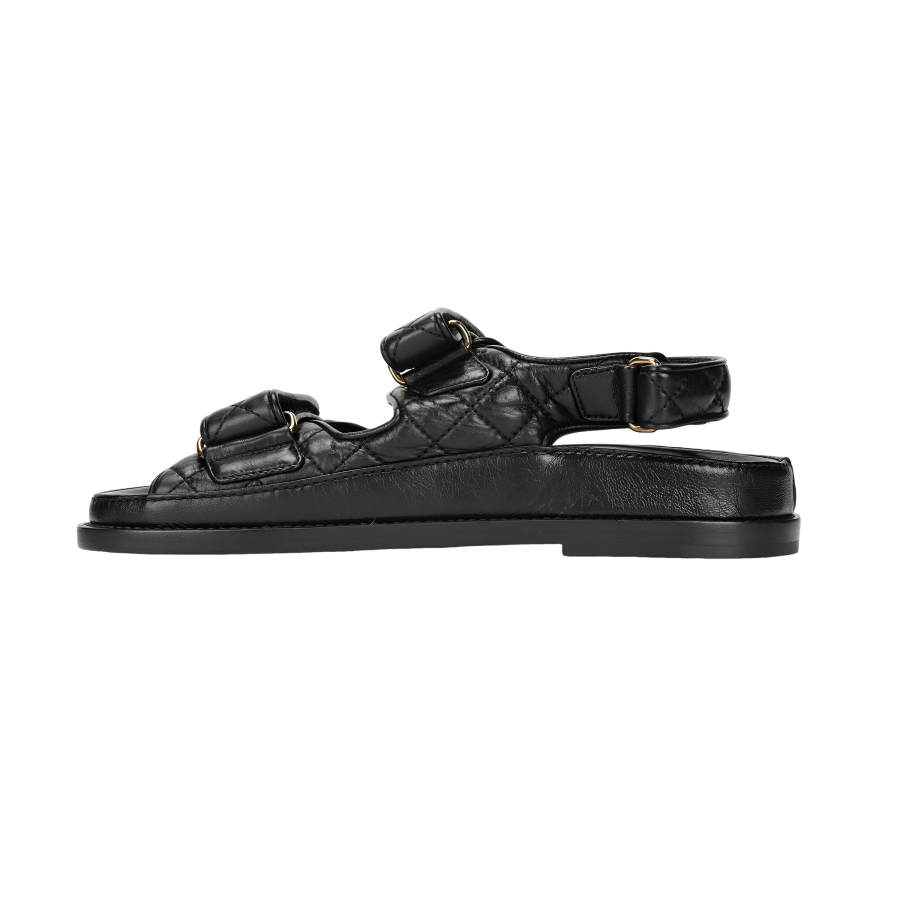 CHANEL Sheepskin Beach Sandals Women's Black