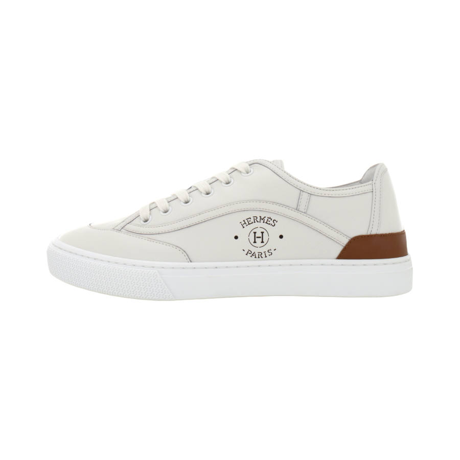 HERMES Get Cow Leather Low top Stylish Skateboarding Shoes Men's White