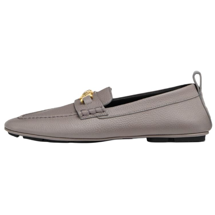 VERSACE Medusa '95 Villa Cow Leather Loafers Men's Gray