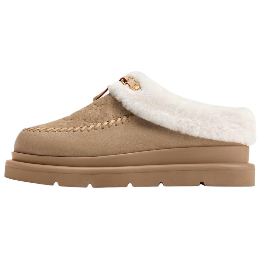 LOUIS VUITTON SKI Closed Toe Slippers Women's Brown