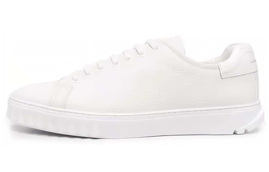 FERRAGAMO Leather Low top Stylish Skateboarding Shoes Men's White