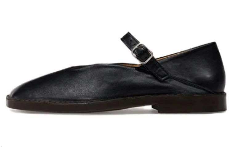 Lemaire Leather Chunky Heel Mary Jane Shoes 2cm Men's Black