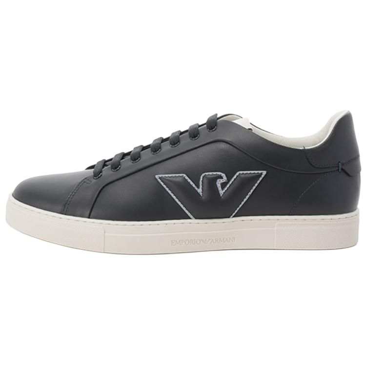 EMPORIO ARMANI Cow Leather Breathable Low top Skateboard Shoes 2.5cm Men's Blue