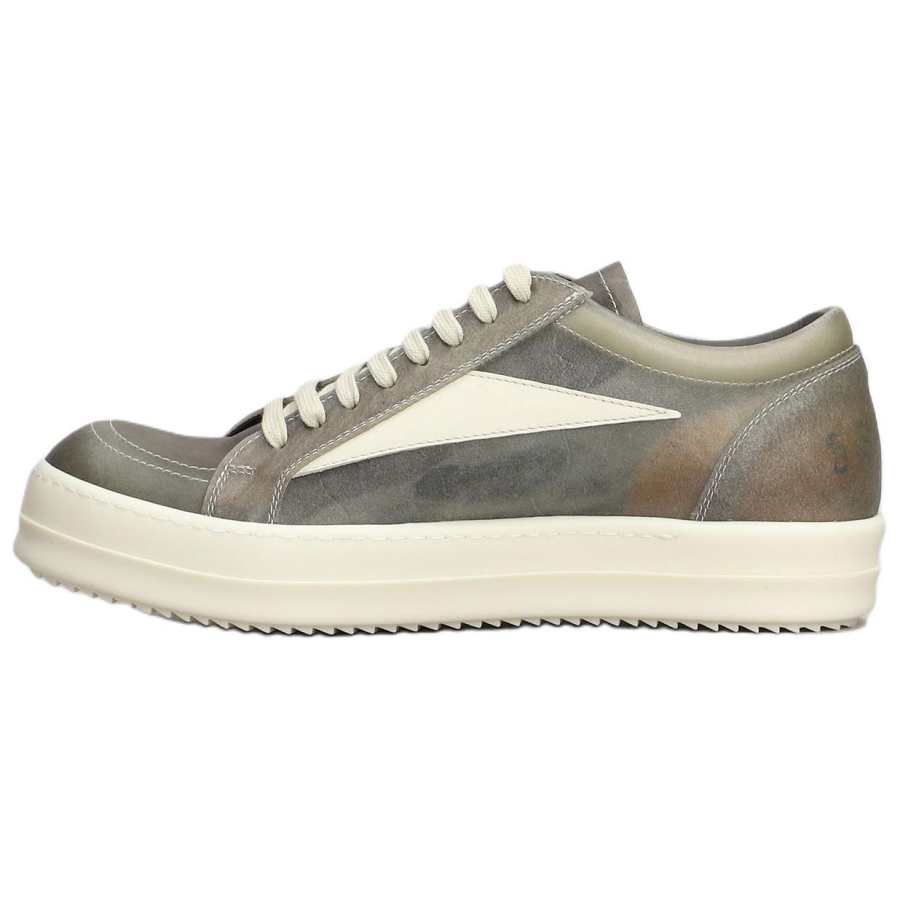 RICK OWENS RICK OWENS/RO Pelle Grigia Leather Low top Skateboard Shoes Men's Gray