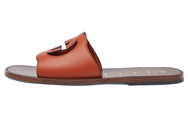 GUCCI GUCCI Interlocking Slide Slippers Men's Brown