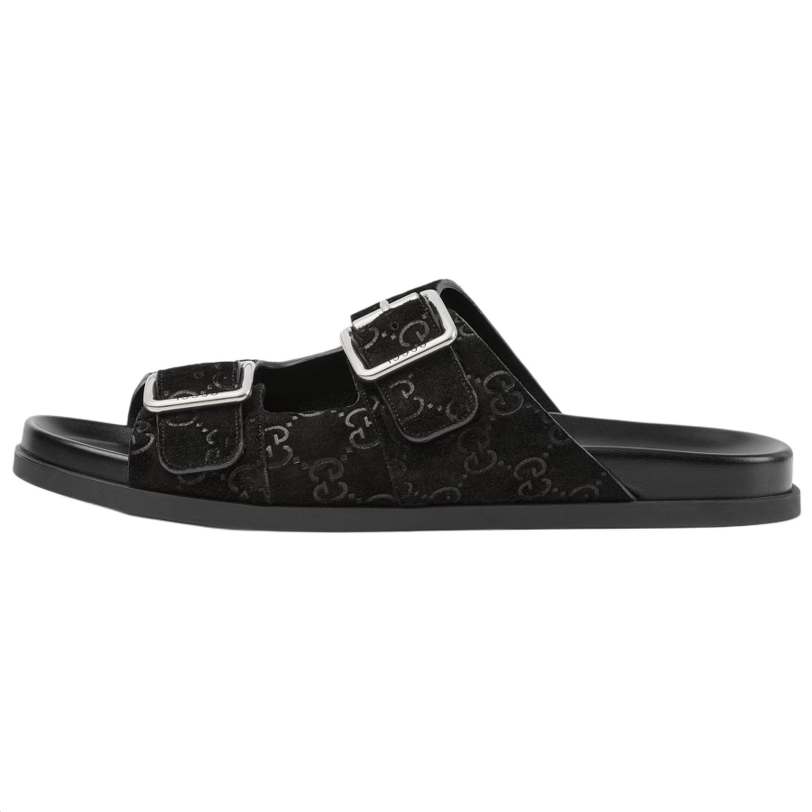 Gucci Slide Sandal 'GG Suede - Black'