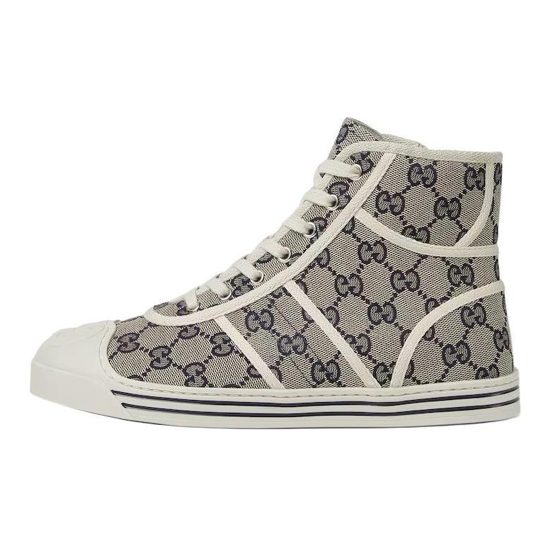 GUCCI High top Kids Canvas Shoes Beige Blue Teenagers