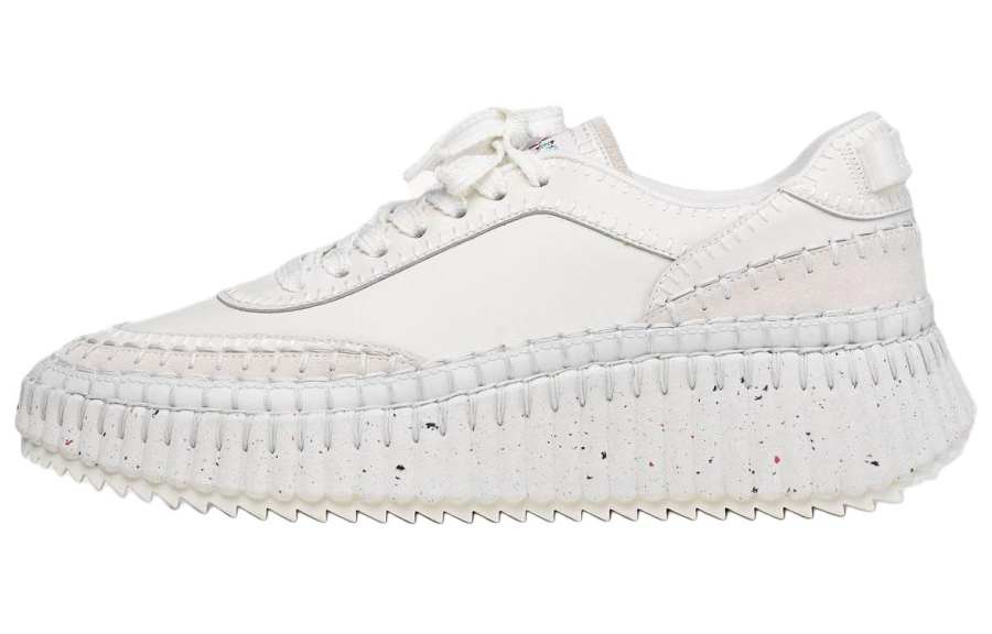 Chloé Chloe Cow Leather Low top Casual Shoes 5cm Unisex Bright White