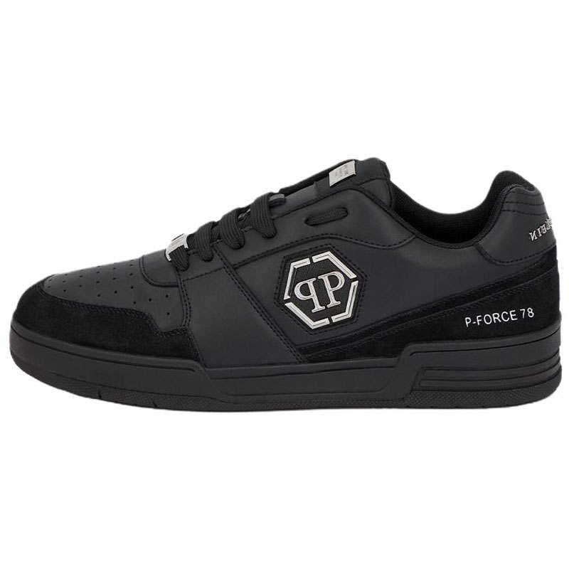 PHILIPP PLEIN Cow Leather Low top Skateboard Shoes Unisex Black